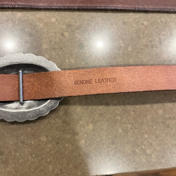 American Living Brown Leather Belt with Silver Buckle - Picture 7 of 7